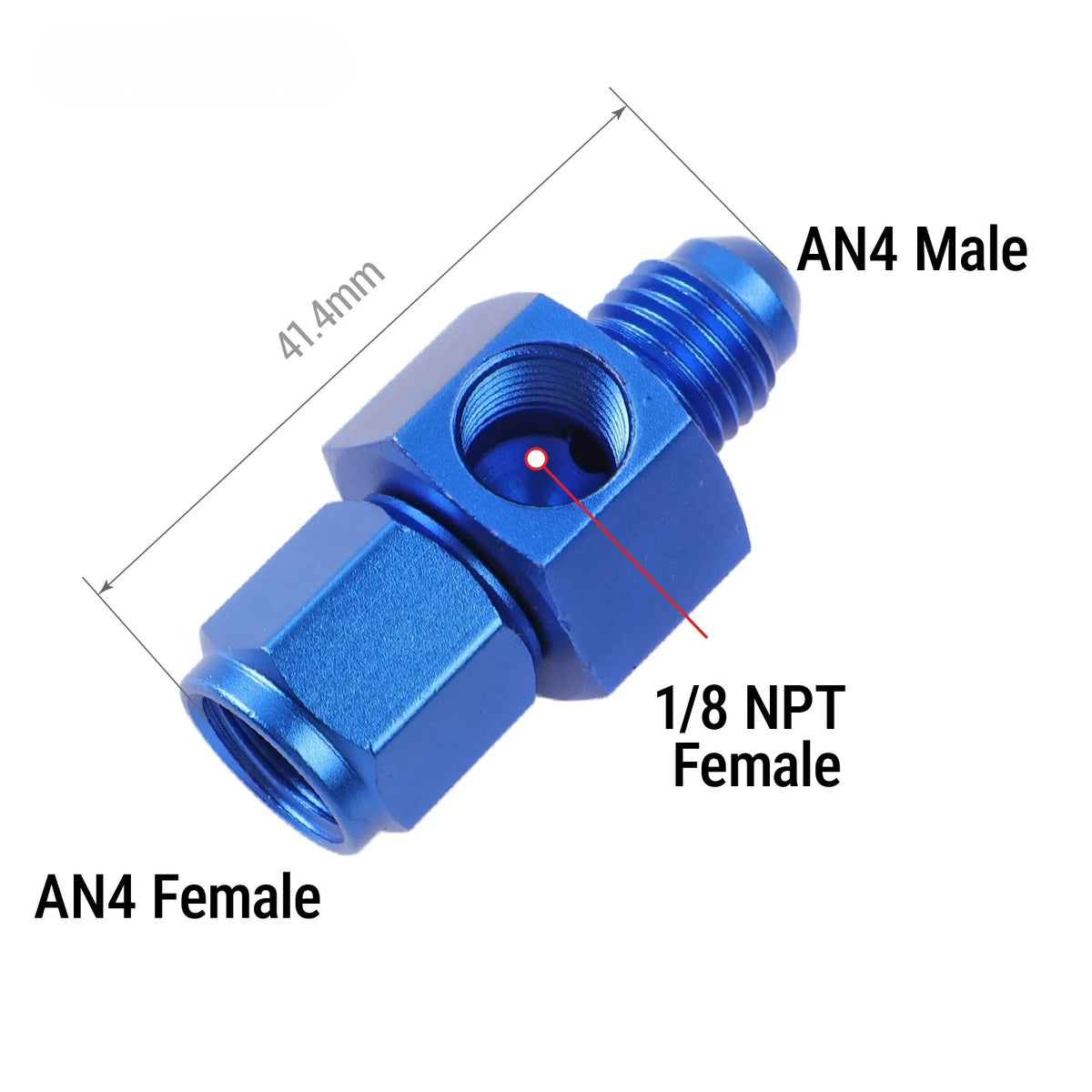 Universal AN Adapter Male To Female With 1/8 Inch NPT Gauge Port by InterCyprus Trading Ltd