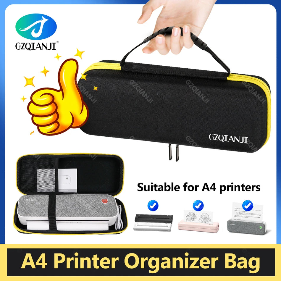 Bolsa de transporte protectora para impresora Peripage A40 con cremallera y almacenamiento para rollos de papel.