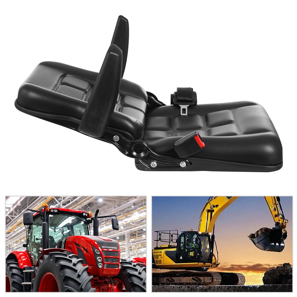 Kolçaklı ve Emniyet Kemerli Siyah Forklift Sürücü Tarafı Koltuğu 100kg