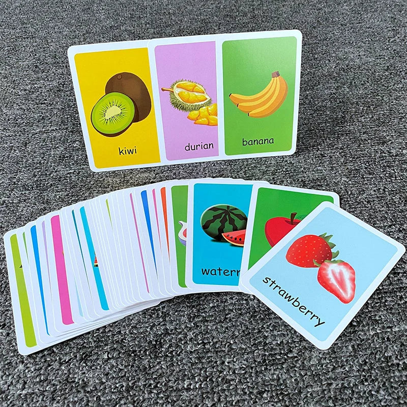 English Flashcards for Toddlers - 36 Educational Cards for Animal, Fruit, Shape, and Color Recognition