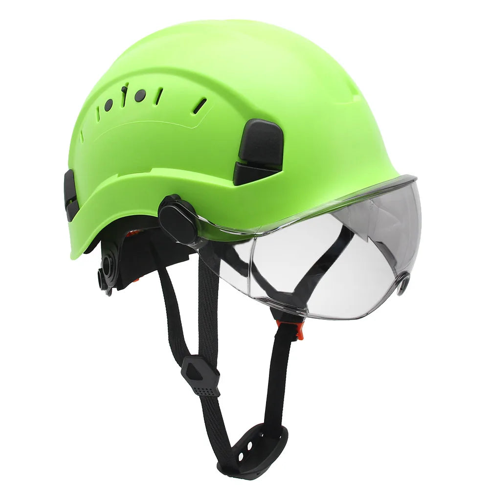 SF06 Construction Safety Helmet With Goggles - CE Certified Green dark lens