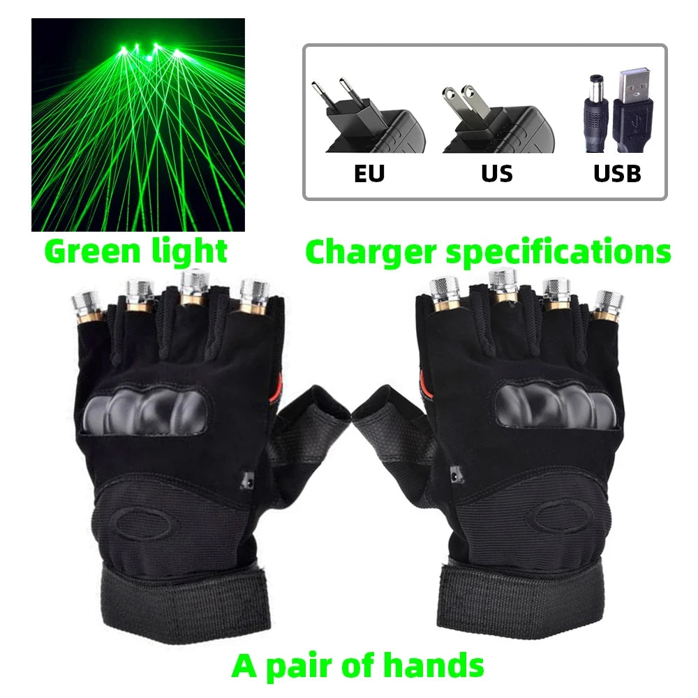 CHEGIT L0465 LED Laser Gloves &ndash; Disco Stage Lighting A pair of green / US Plug