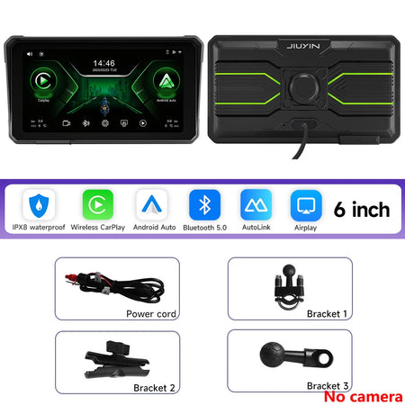 6 Inch Motorcycle Multimedia Player &ndash; 2K HD Touch Screen with Wireless CarPlay and Android Auto M590-No camera / CHINA