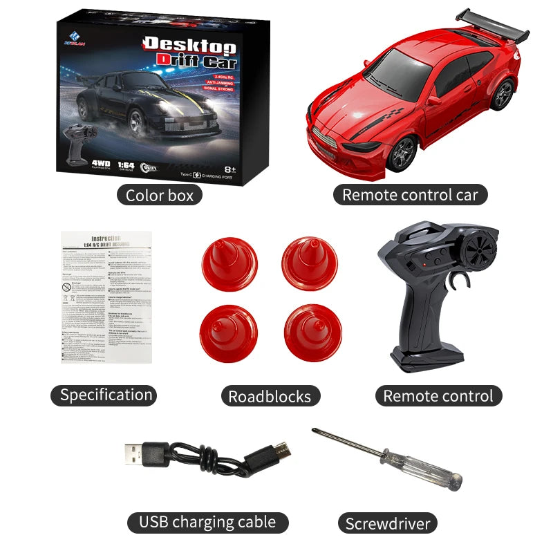 Teranty KF20 1:64 Scale Drift RC Car - Remote-Controlled Four-Wheel Racer KF20-B-Color box 1