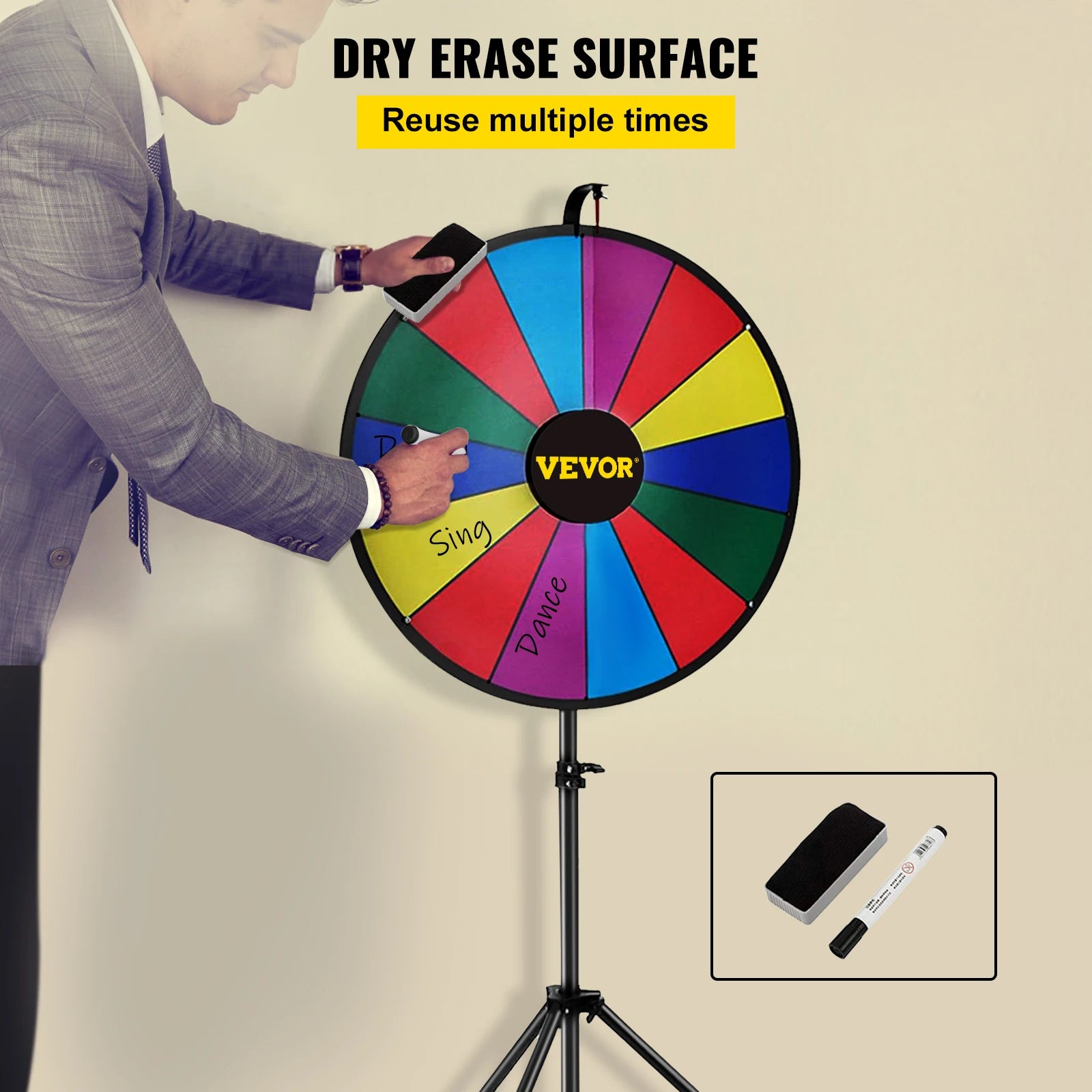 SucceBuy 18 Inch Prize Wheel &ndash; Folding Tripod Stand