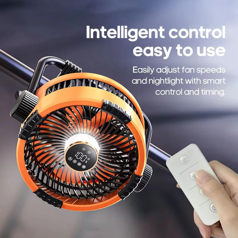 Rechargeable Camping Fan 20000mAh - LED Lights Remote