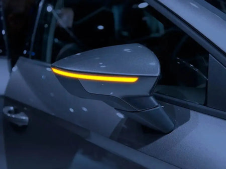 Smoked Black Yellow Streamer Turn Signal Mirrors For SEAT Yellow