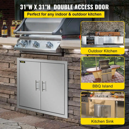 31x31in 304 Stainless BBQ Double Door Paper Holder