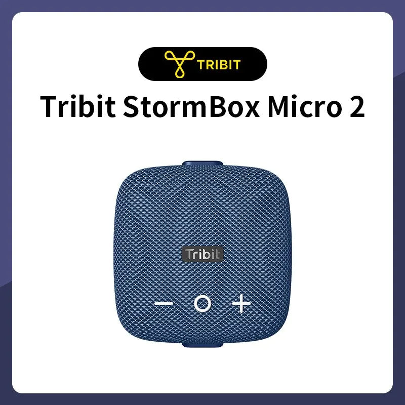 Tribit StormBox Micro 2 Portable Bluetooth Speaker 90dB Loud Sound Deep Bass IP67 Waterproof Camp Small Speaker Built-in Strap Blue