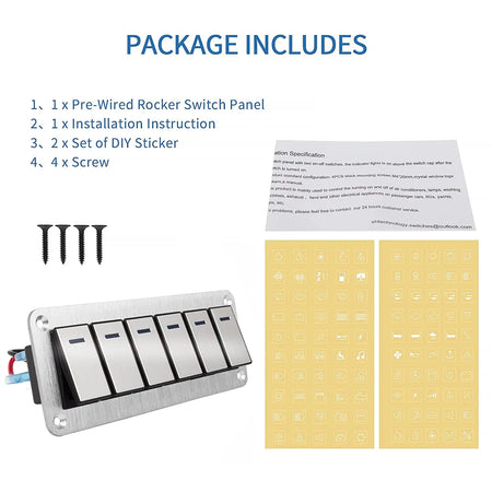 Premium 4/6 Gang Waterproof Switch Panel with Digital Voltmeter and Dual USB Ports D6 gang silver