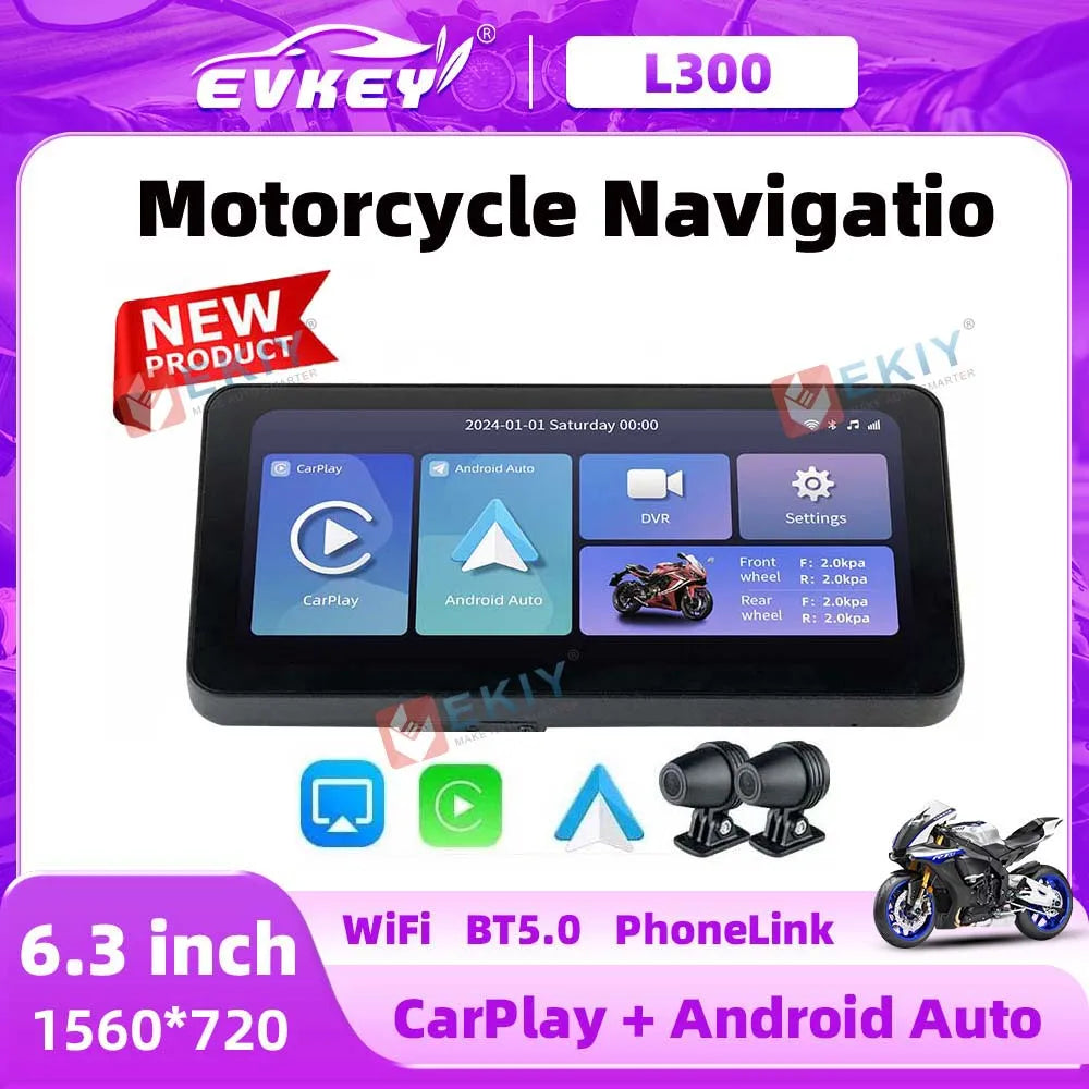 EKIY L300 6.3 Inch Motorcycle Display &ndash; Wireless CarPlay and Android Auto