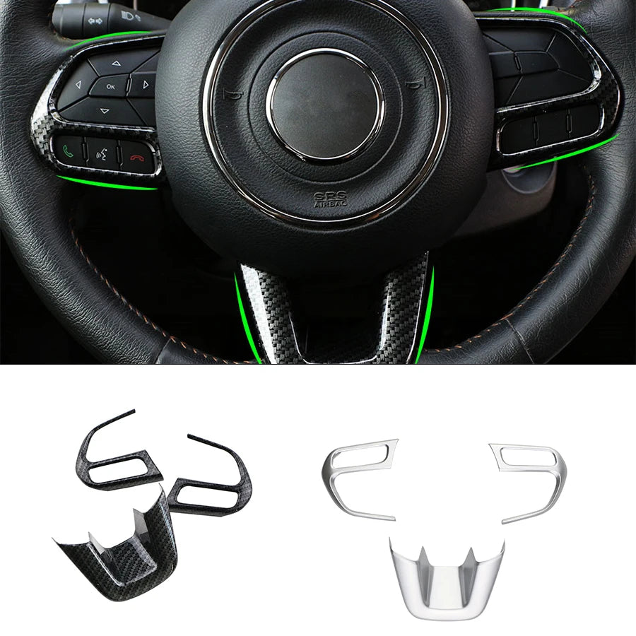 Steering Wheel Trim Cover ABS Chrome for Jeep Renegade 2015-2022 and Compass 2017-2020