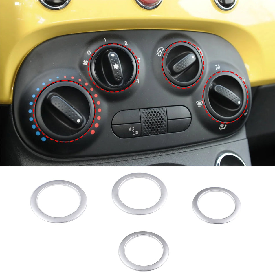 Pentru Fiat 500 2010 2022 Inel Buton AC din Aluminiu Argintiu