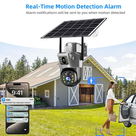 V380 Pro 4G Solar Camera Dual Lenses Outdoor 8MP 4K Low Power Battery IP Camera PIR Night Vision CCTV Security Protection
