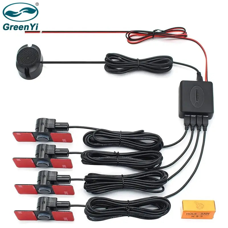 4 Pc Car Parking Sensors 13MM Flat ABS Reverse Backup Alarm Kit by InterCyprus Trading Ltd