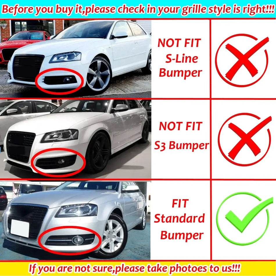 Glossy Chrome Fog Light Mesh Grilles For Audi A3 8P 2009-2013 by InterCyprus Trading Ltd