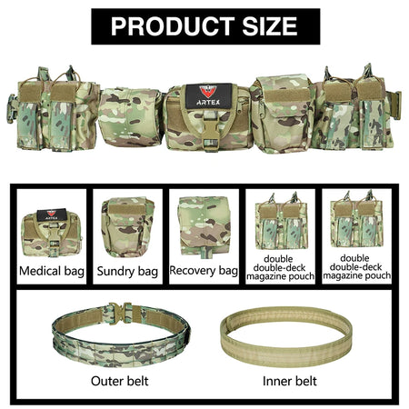 ARTEX AY-2002 Outdoor Battle Belt &ndash; Includes Pouches