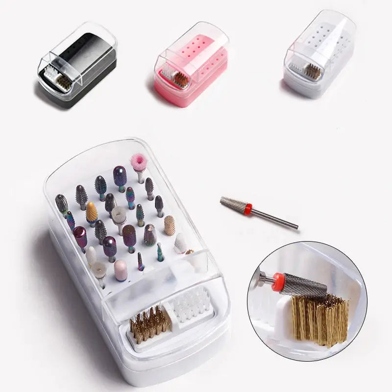 30 holes sanding head storage box with cleaning brush empty box anti-dust split tungsten steel ceramic nail tools by InterCyprus Trading Ltd