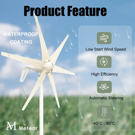 High-Efficiency Wind Turbine Generator 600W/800W/1000W for Home and Camping