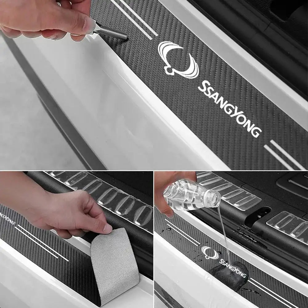 Carbon Fibre Car Trunk Bumper Guard Sticker For Ssangyong