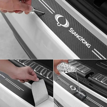 Carbon Fibre Car Trunk Bumper Guard Sticker For Ssangyong