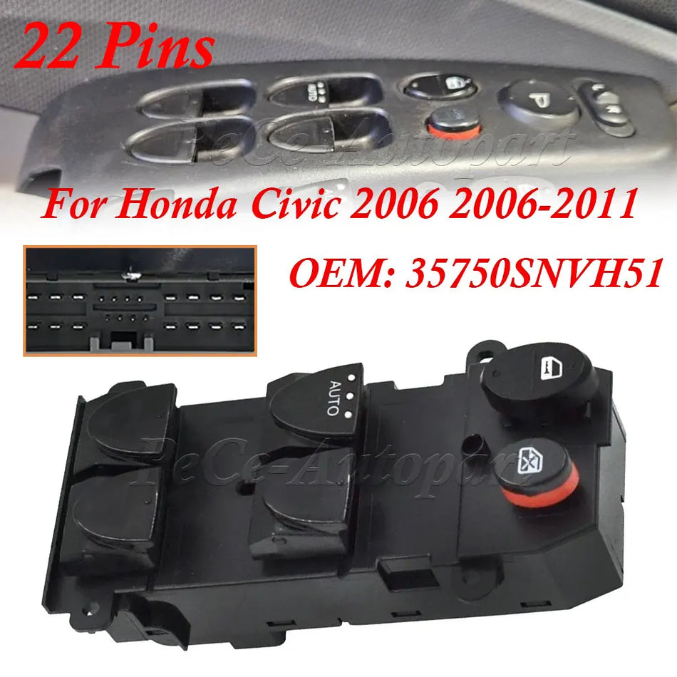 Główny przełącznik elektrycznych szyb po stronie kierowcy do Honda Civic 2006-2011 1.8L