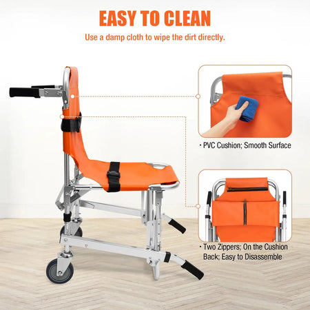 350LBS Medical Stair Chair With Wheels - Foldable Transport
