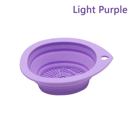 Foldable Silicone Makeup Brush Cleaner &amp; Cosmetic Scrubber Light purple
