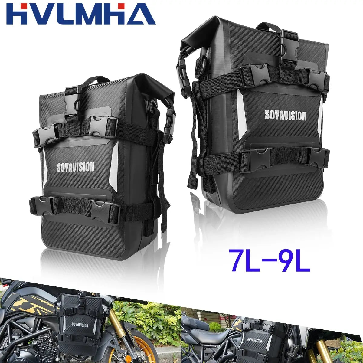 Reflective Motorcycle Dry Bag Bumper Crash Bar Bags 7L-9L Motorcycle Sissy Bar Back Seat Saddle Rack Side Tool Bag Pack by InterCyprus Trading Ltd