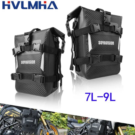 Reflective Motorcycle Dry Bag Bumper Crash Bar Bags 7L-9L Motorcycle Sissy Bar Back Seat Saddle Rack Side Tool Bag Pack by InterCyprus Trading Ltd