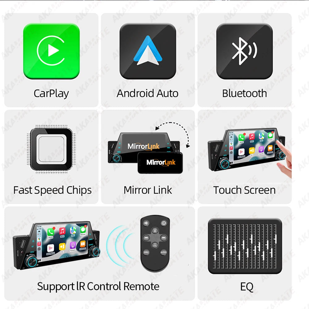 5 Inch MP5 Car Radio 1 Din - CarPlay Android Auto Mirror