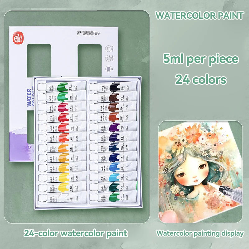 Borrence Watercolor 5ml Tubes &ndash; Vibrant Transparent Colors 24 Colors