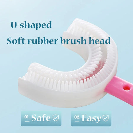 360 Degree U-Shaped Silicone Baby Toothbrush for Kids' Oral Care