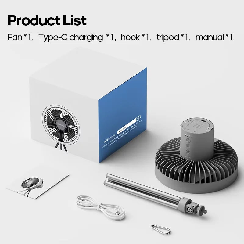 2025 10000mAh Camping Fan &ndash; Rechargeable Portable LED