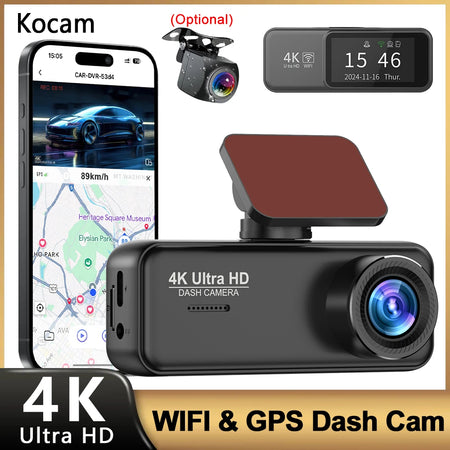 Kocam 4K Dash Cam Front and Rear &ndash; Dual Channel Night Vision Recording