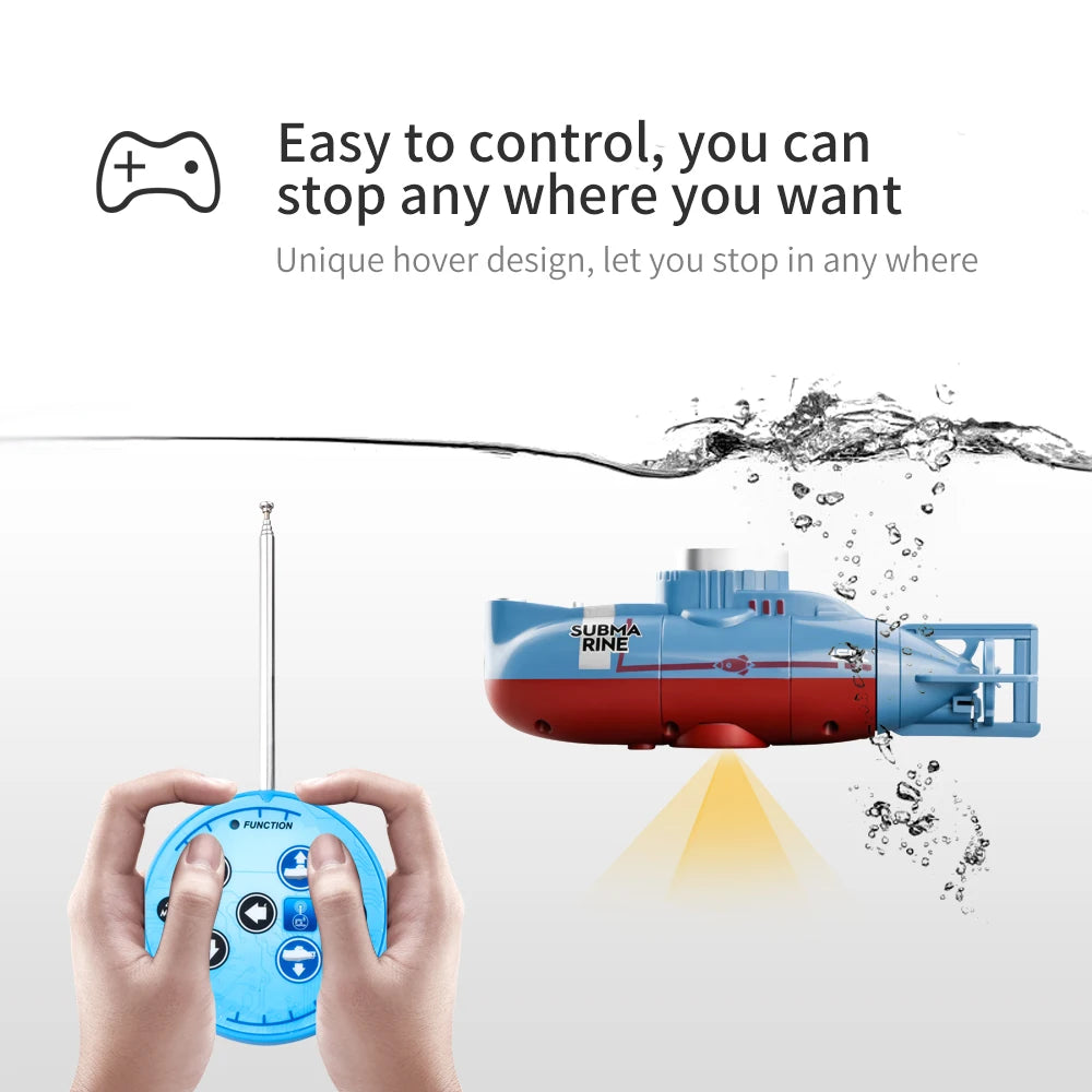 Mini RC Submarine - Waterproof Remote Control Diving Toy for Kids