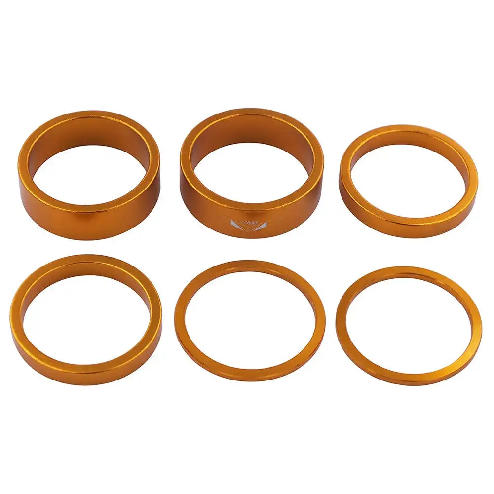 Bike Headset Spacer Kit 6 Pcs 2 5 10mm Aluminum Alloy Gold