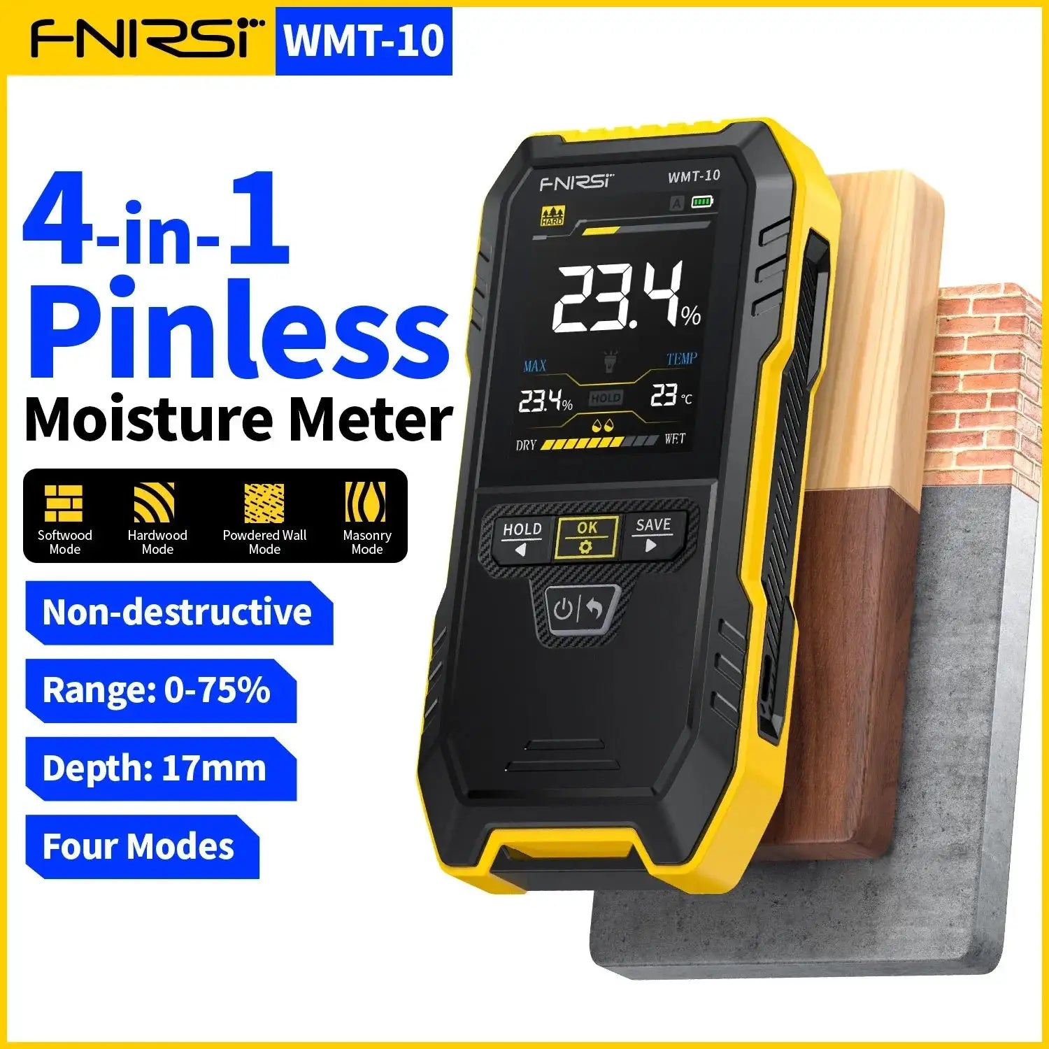 FNIRSI WMT10 Inductive Wood Moisture Meter Hygrometer WMT-10