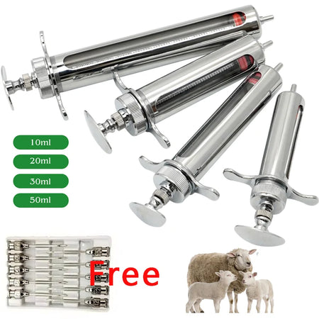 Animal Syringe Stainless Steel Reusable &ndash; Durable Locking stainless steel / 10ml