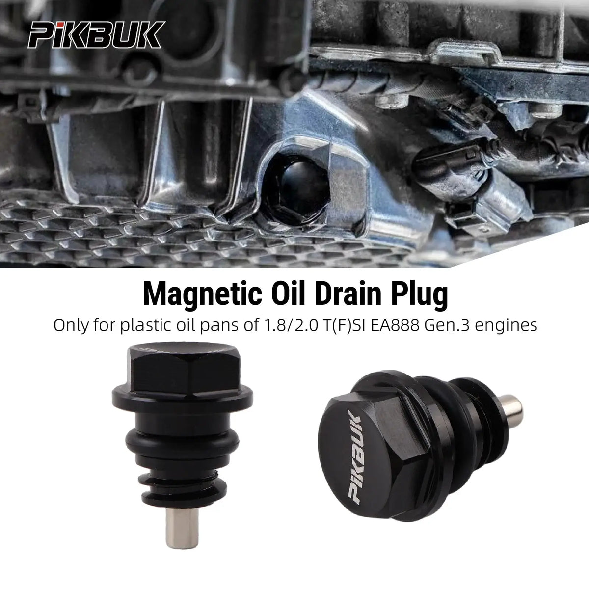 PIKBUK Aluminium Magnetic Oil Sump Pan Drain Plug For Vw Audi Ea888 3 Gen 1.8t 2.0t, 06L103801H by InterCyprus Trading Ltd