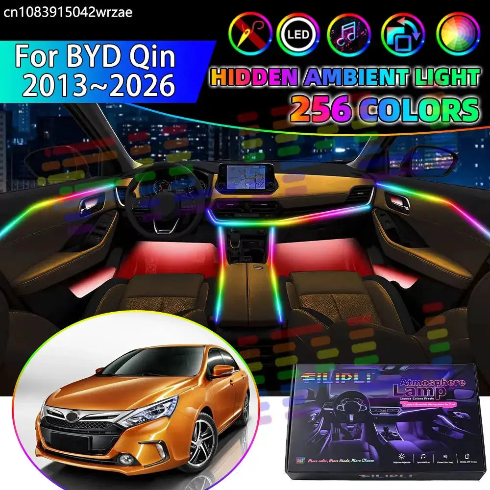 For BYD Qin 2013~2026 2014 2015 2016 RGB Car Interior Ambient Lights Strips Breathing Lighting Kit App Control LED strips Auto by InterCyprus Trading Ltd