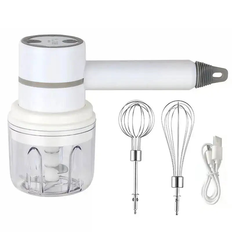 USB 2 In 1 Electric Milk Frother And Chopper Whisk 3 Speed White 2 / CN