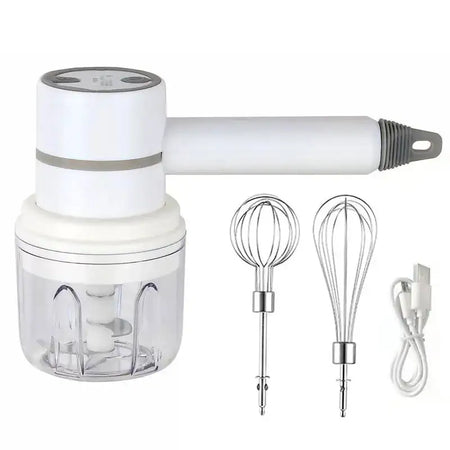 USB 2 In 1 Electric Milk Frother And Chopper Whisk 3 Speed White 2 / CN