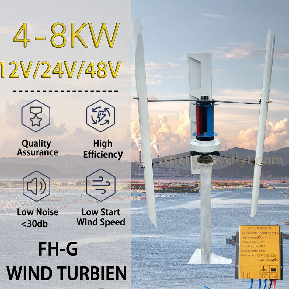 Generatore eolico a asse verticale da 5KW 12V 24V 48V per casa