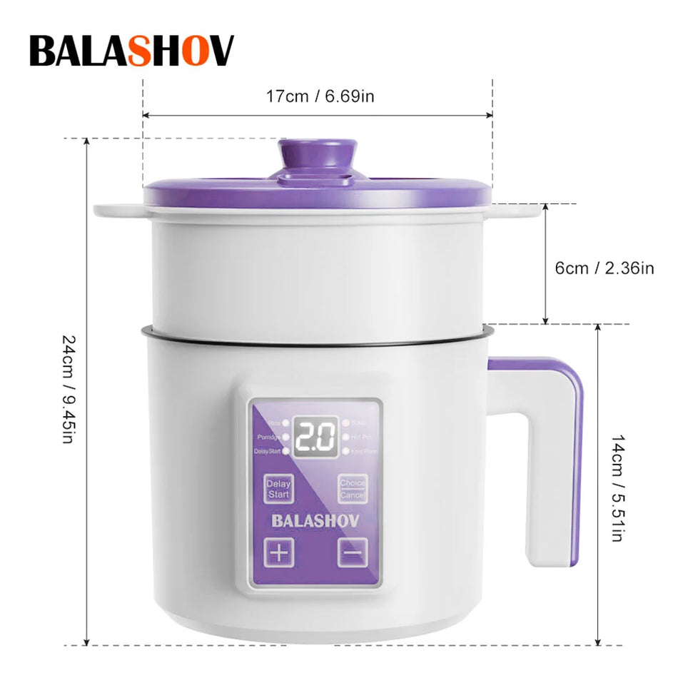 Mini Elektrisk Riskokare Dubbel Lager Multikokare Nonstick