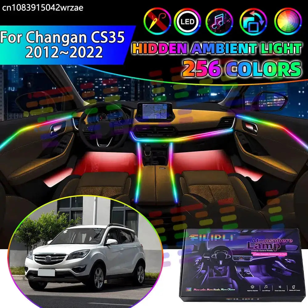 For Changan CS35 2012~2022 Oshan COS5° 2016 RGB Car Interior Ambient Lights Strips Breathing Lighting Kit App Control LED strips by InterCyprus Trading Ltd