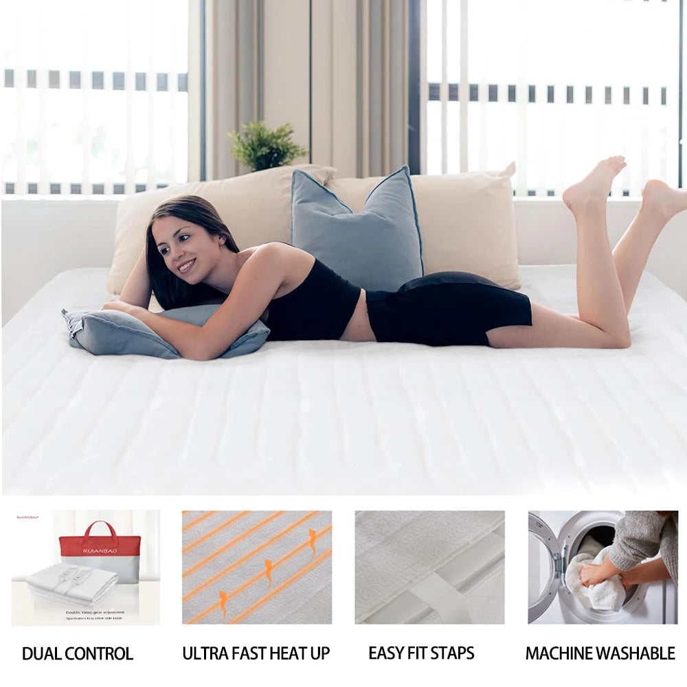 RUIANBAO Heated Blanket Queen 160x150cm 220V &ndash; Dual Control