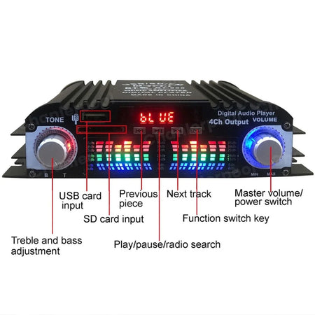 Creadvent 4-Channel Bluetooth Audio Amplifier with FM Radio &amp; Remote Control