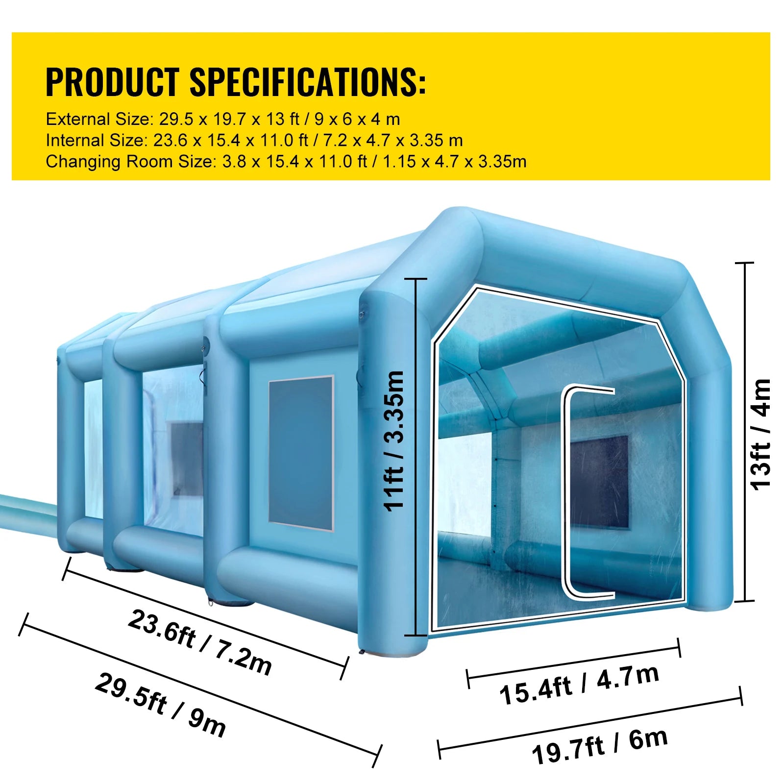 SucceBuy Inflatable Paint Booth - 210D Oxford Fabric 9x6x4m US / United States
