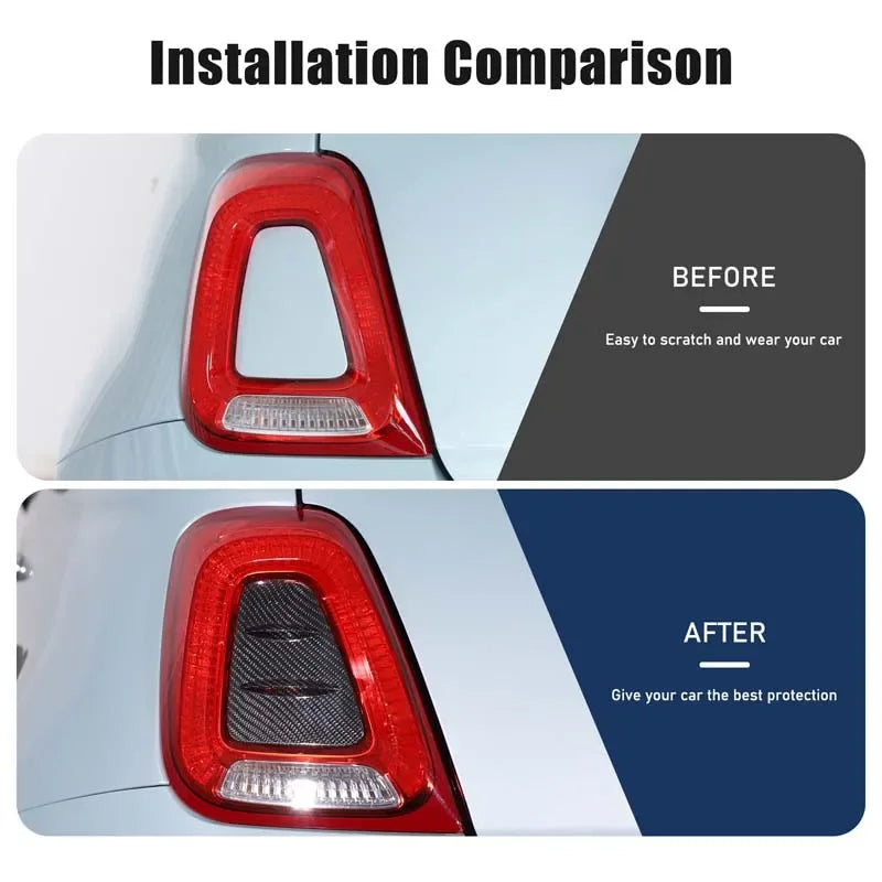 Fiat 500 Pannello Posteriore Fanale in Fibra di Carbonio Reale 2 Pezzi